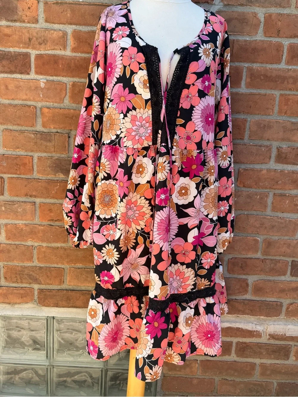 Rustty Dustty floral Boho Tunic Dress with long sleeves. - Picture 2 of 6